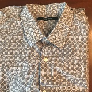 Perry Ellis Blue Pattern Dress Shirt, Large